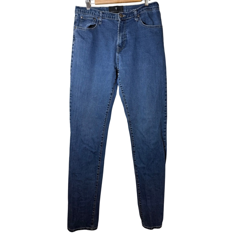 American Tall Men Slim Fit Jeans 33x37 Blue Medium Wash Stretch Denim Casual